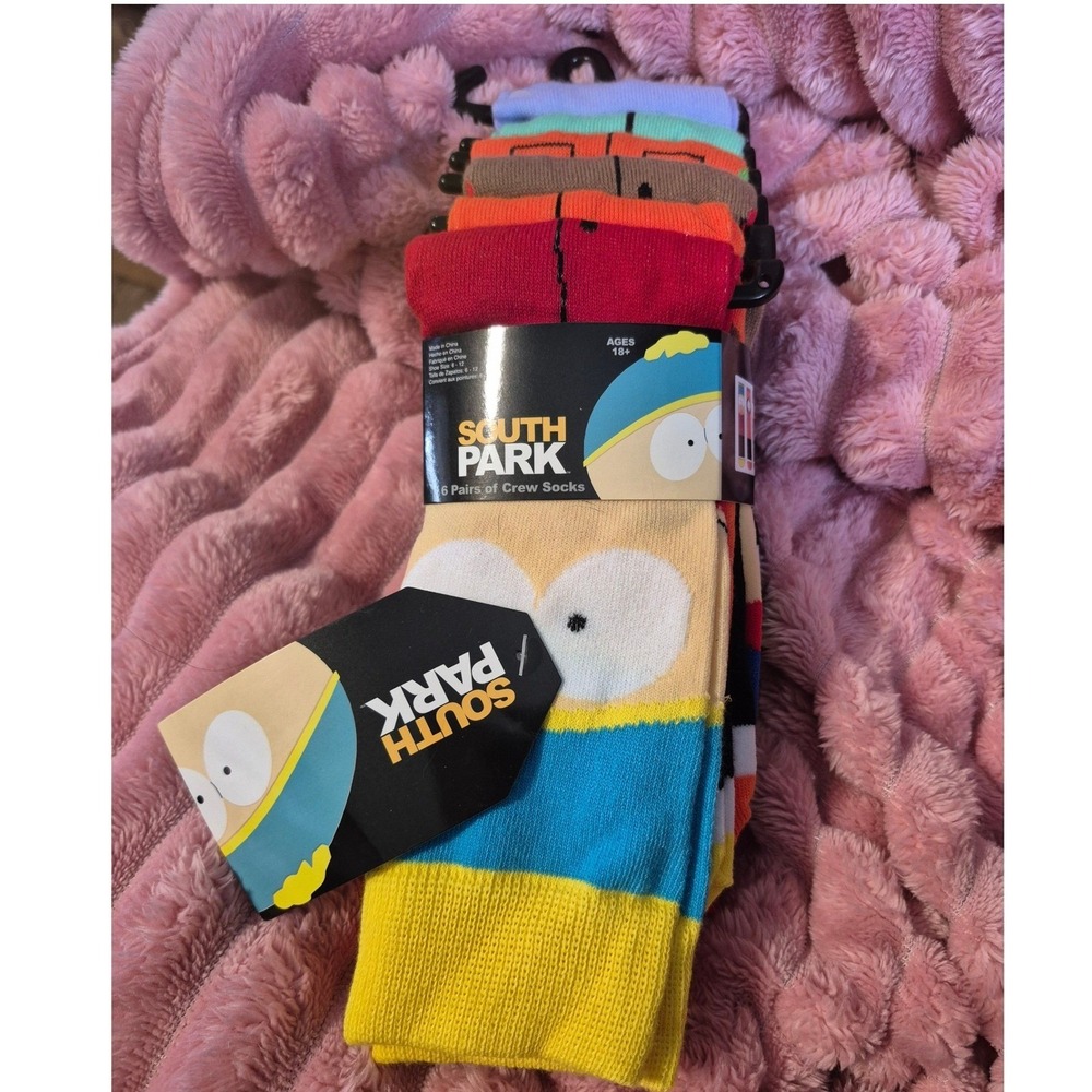 South Park Mens 6 Pack Crew Socks Size 6-12 NEW